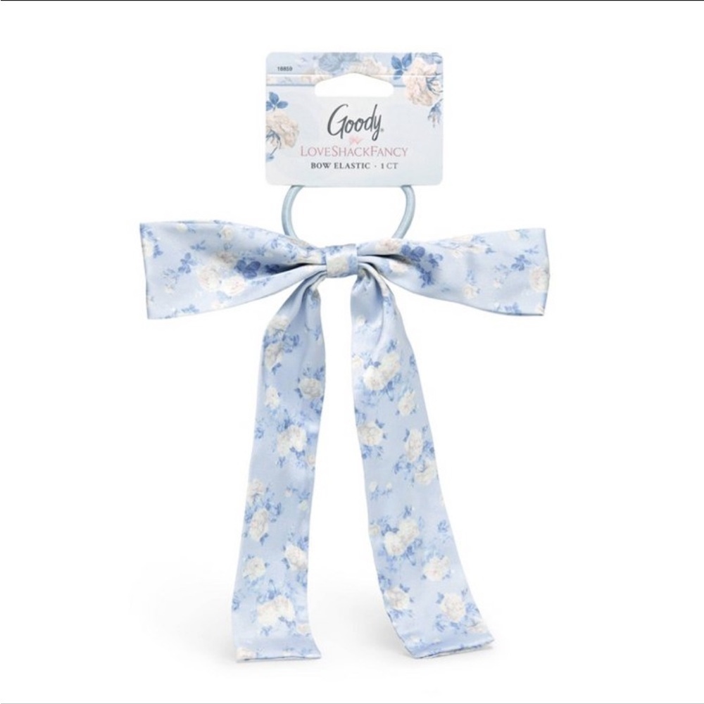 LoveShackFancy Blue Floral Bow Hair Elastic
